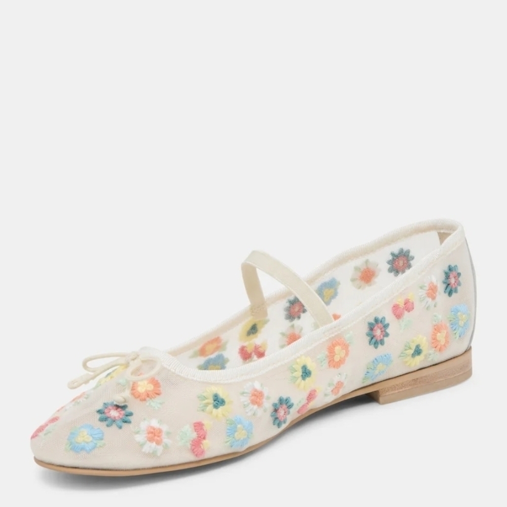 💛▪️Dolce Vita ▪️Floral Ivory Mesh CADEL Embroidered Ballet Flats Size 7 8 - Picture 7 of 12